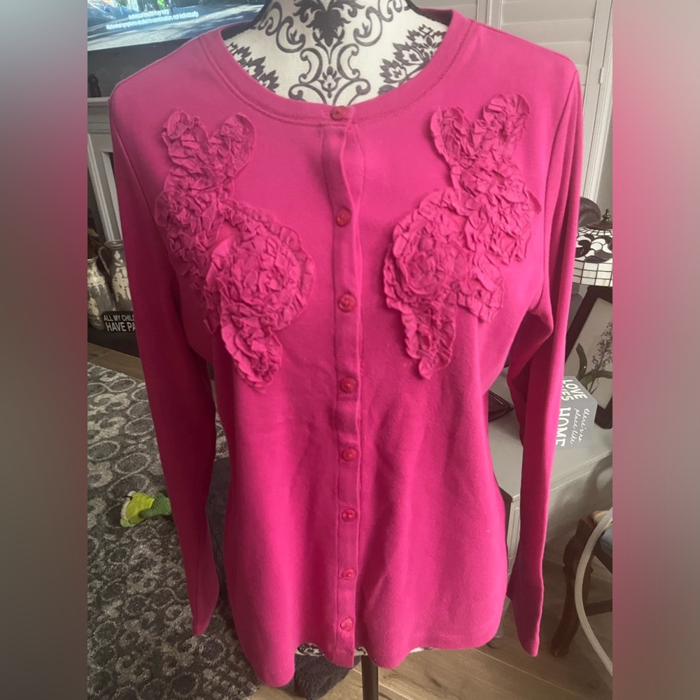 Studio Works petite large pink button down top